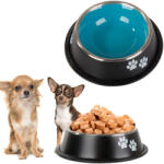 VERK GROUP Anticsúszó gumitalpú rozsdamentes acél kutya etetőtál, fekete és kék, 400 ml (19395)