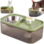 VERK GROUP Automatikus vízfontán és etetőtál aktívszén szűrővel kutyáknak és macskáknak, zöld színben (19451_Z)