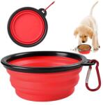 VERK GROUP Összecsukható szilikon utazótál karabínerrel kutyáknak, 400ml, piros (19268_CZE)