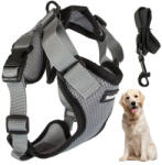 VERK GROUP Kényelmes és erős XL méretű szürke kutya hám karabínerrel (19343_XL_SZ)