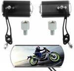 Verk Group Alumínium motorkerékpár tükör M10 rögzítéssel és M8 adapterrel, fekete (14540)