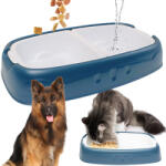 VERK GROUP Kék két részes etetőtál kutyáknak és macskáknak, levehető műanyag tálkákkal (19464_N)