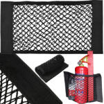 Verk Group Erős tépőzáras hálós autós csomagtartó kieszeny 50x25 cm, fekete (10163)