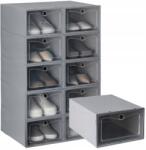 4CONVY 10x Összecsukható cipősdoboz rendszerező műanyag tartály fedéllel a szekrényhez (PNB_10S)