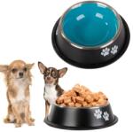 VERK GROUP Anticsúszós, rozsdamentes acél kutya tál fekete és kék színben 150 ml (19394)