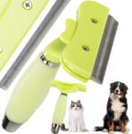 Verk Group Rozsdamentes acél szőrtrimmelő kefe kutyáknak, macskáknak és lovaknak, zöld színben (19473)