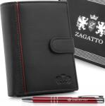 Zagatto Férfi bőr pénztárca fekete függőleges valódi bőr Rfid védelem Zagatto (ZG-N4L-F16)