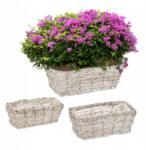 Relaxdays Virágtartó láda rattan virágtartó 3 (10042577)