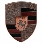 Porsche embléma Stuttgart logó rögzítővel Réz szín