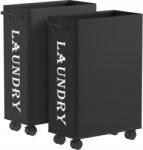 Lifewit Szennyestartó kosár összecsukható kerekekkel magas 50 l fekete 2 db (24104.01BL.V1)