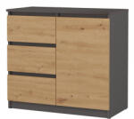 GreenSite 1D3S komód, antracit-tölgy