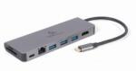 Gembird - USB Type-C 5 az 1-ben többportos adapter (elosztó + HDMI + port + kártyaolvasó + LAN) - A-CM-COMBO5-05 (A-CM-COMBO5-05)