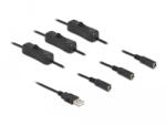 Delock A-típusú USB apa 3 db. DC 5, 5 x 2, 1 mm anya csatlakozójú, 1 méter hosszú kábel (86798) - flylite