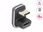 Delock USB-C adapter 180 -os szögben 40 Gb/s PD 3.1 240 W dugasz-alakú U-alakú 8K 60 Hz fém (60737) - flylite