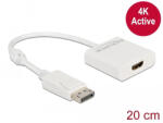 Delock Adapter DisplayPort 1.2-dugós csatlakozó-HDMI-csatlakozóhüvely 4K aktív fehér (63586) (63586) - flylite