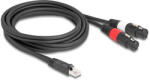 Delock Adapter RJ45 kábel apa - 2 x XLR 3 tűs anya fekete színű 2 m (88176) - flylite