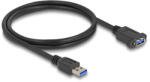 Delock USB 5 Gbps kábel A-típusú USB apa A-típusú USB anya installációhoz 1 m, fekete (80486) (80486) - flylite