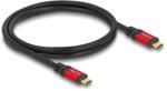 Delock USB 20 Gbps kábel USB Type-C apa - apa PD 3.0 100 W E-Marker 0, 8 m piros fém (80652) (80652) - flylite