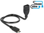 Delock kábel USB 2.0 Micro-B apa > USB 2.0 Type-A anya OTG ShapeCable 0, 50 m (83928)