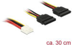 Delock Tápkábel 4 tűs Floppy-csatlakozóhüvellyel > 2 x 15 tűs SATA-csatlakozóhüvellyel, 30 cm (84859) (84859)