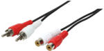 LogiLink Audiokábel, 2x RCA/M - 2x RCA/F, fekete, 5 m (CA1037)