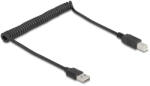 Delock tekercselt kábel EASY-USB 2.0 Type-A apa USB Type-B apa 0, 5 m - 0, 8 m fekete (90130) - flylite