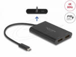 Delock USB Type-C adapter 2 x DisplayPort 4K 60 Hz-hez DisplayLink grafikával és USB PD-vel (64308) - flylite