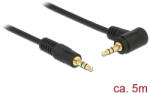 Delock Stereo Jack kábel 3.5 mm 3 pin apa > apa 5 m 90 fekete (83760) (83760)