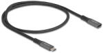 Delock USB 10 Gbps bővítő kábel USB Type-C apa - anya PD 3.0 100 W 0, 5 m szürke fém (80021) - flylite