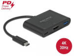 Delock USB Type-C adapter 4K 30 Hz s HDMI-hez A- és USB Type-C PD porttal (64091) - flylite
