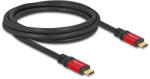 Delock USB 5 Gbps kábel USB Type-C apa - apa PD 3.0 100 W E-Marker 2 m piros fém (80091) - flylite