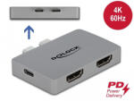 Delock Kettős HDMI adapter MacBook-hoz 4K 60 Hz és PD 3.0-s (64123) (64123) - flylite