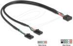 Delock Kábel USB 2.0-s csatlakozóhüvellyel, 2, 54 mm, 10 tű a 2 x USB 2.0-s csatlakozóhüvellyel, 2, 54 mm, 4 tű, 30 cm (84513)