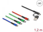 Delock 1, 20 m hosszú, USB töltő kábel 4 az 1 A-típusú USB + USB-C apa Lightning-, Micro USB- és 2 x USB Type-C csatlakozáshoz (87035) - flylite