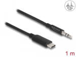Delock Audio sztereó kábel USB Type-C dugós sztereó csatlakozóval 3, 5 mm 3 tűs 1 m fekete (85208) - flylite