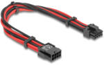 Delock Bővítő kábel 8 tűs apa - 6 + 2 tűs PCIe anya textil, fekete-piros borítással 30 cm (80975) - flylite