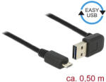 Delock EASY-USB 2.0 Type-A apa (elforgatott csatlakozó) > USB 2.0 Type Micro-B apa kábel 0, 5m fekete (85203) (85203) - flylite
