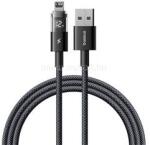 Baseus DISPLAY II adatkábel (USB - lightning, 2.4A, gyorstöltő, cipőfűző, LED kijelző, 200cm) FEKETE (P10382700121-01) (P10382700121-01)