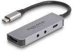 Delock USB Type-C adapter - HDMI 4K 60 Hz és fejhallgató, valamint mikrofonhoz port + USB Type-C csatlakozó PD 95 W (61064) - flylite