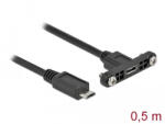 Delock Kábel, USB 2.0-s Micro-B típusú csatlakozóhüvely, panelrögzítés > USB 2.0-s Micro-B típusú cs (35108) - flylite