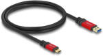Delock USB 10 Gbps kábel USB A-típusú apa - USB Type-C apa 1 m piros fém (80617) (80617) - flylite