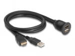 Delock HDMI-A kábel apa és A-típusú USB 2.0 apa - HDMI-A anya és A-típusú USB 2.0 anya 1m (87880)
