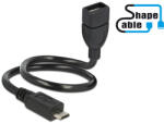 Delock kábel USB 2.0 Micro-B apa> USB 2.0 Type-A anya OTG ShapeCable 0.35 m (83927)