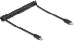 Delock USB 2.0 Type-C tekercses kábel, apa-apa 0, 45 m-től 0, 75 m-ig fekete (90369) - flylite