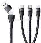 Baseus FLASH SERIES III adatkábel 3in1 Type-C/USB - 2 Type-C/lightning, 150cm, FEKETE (P10377501111-00) (P10377501111-00)