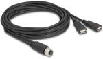 Delock M12 kábel A-kódú, 8 tűs anya- 2 x USB 2.0 A-típusú anya 3 m fekete