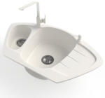 NERO Gránit Mosogató Nero Compact + Design Csaptelep + Adagoló Fehér