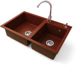 NERO Gránit Mosogatótálca Nero Palazzo + Magasított Króm Csaptelep + Adagoló Piros