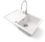 NERO Gránit Mosogató NERO Eris + Flexibilis Csaptelep + Adagoló + Dugókiemelő Fehér