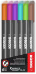 Kores Set 6 x Marker permanent Kores, varf fin - 1mm, 6 culori (KO22146)